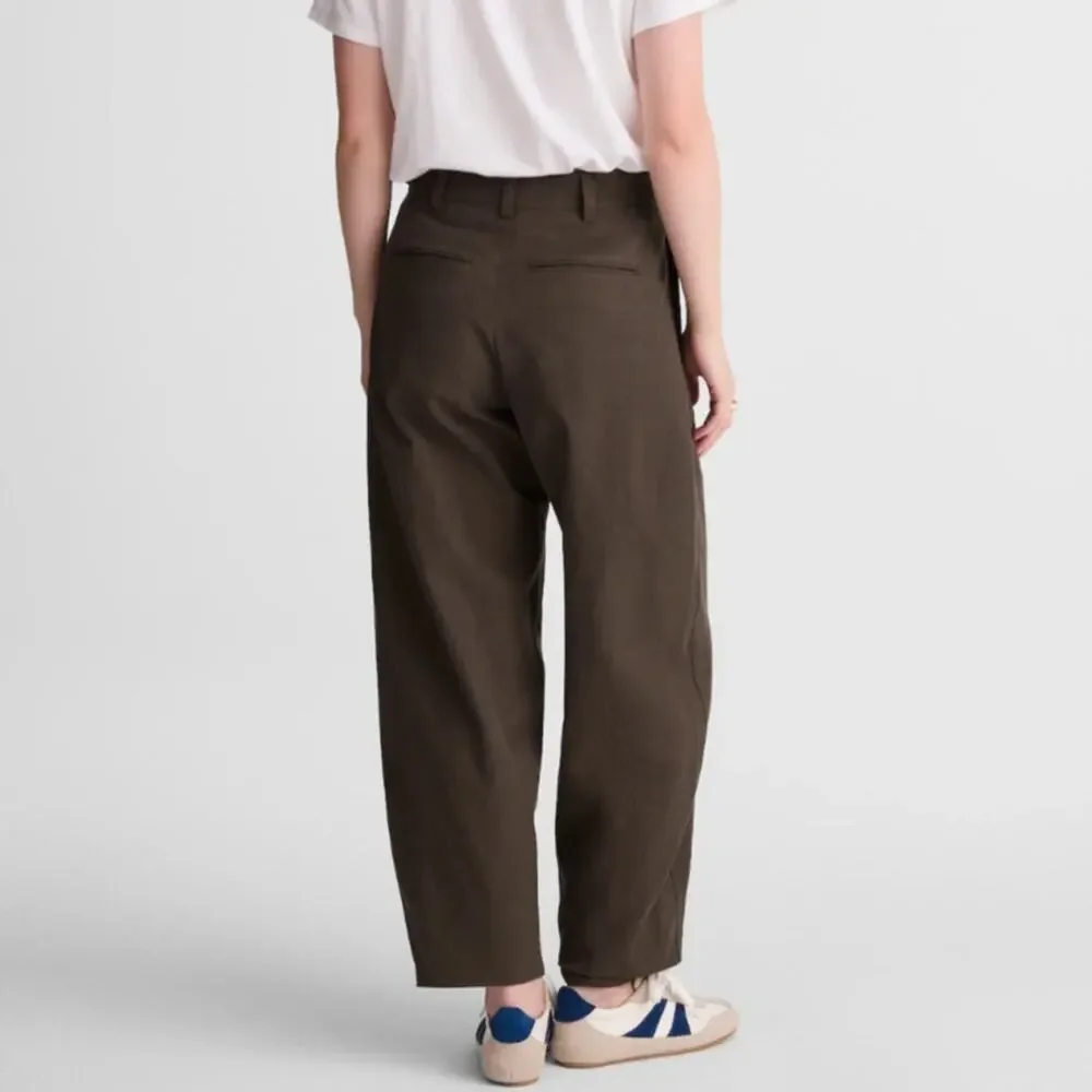 Madewell Barrel Trouser Pants Drapey Twill Olive Green Pleated Minimalist 10 - Picture 2 of 11